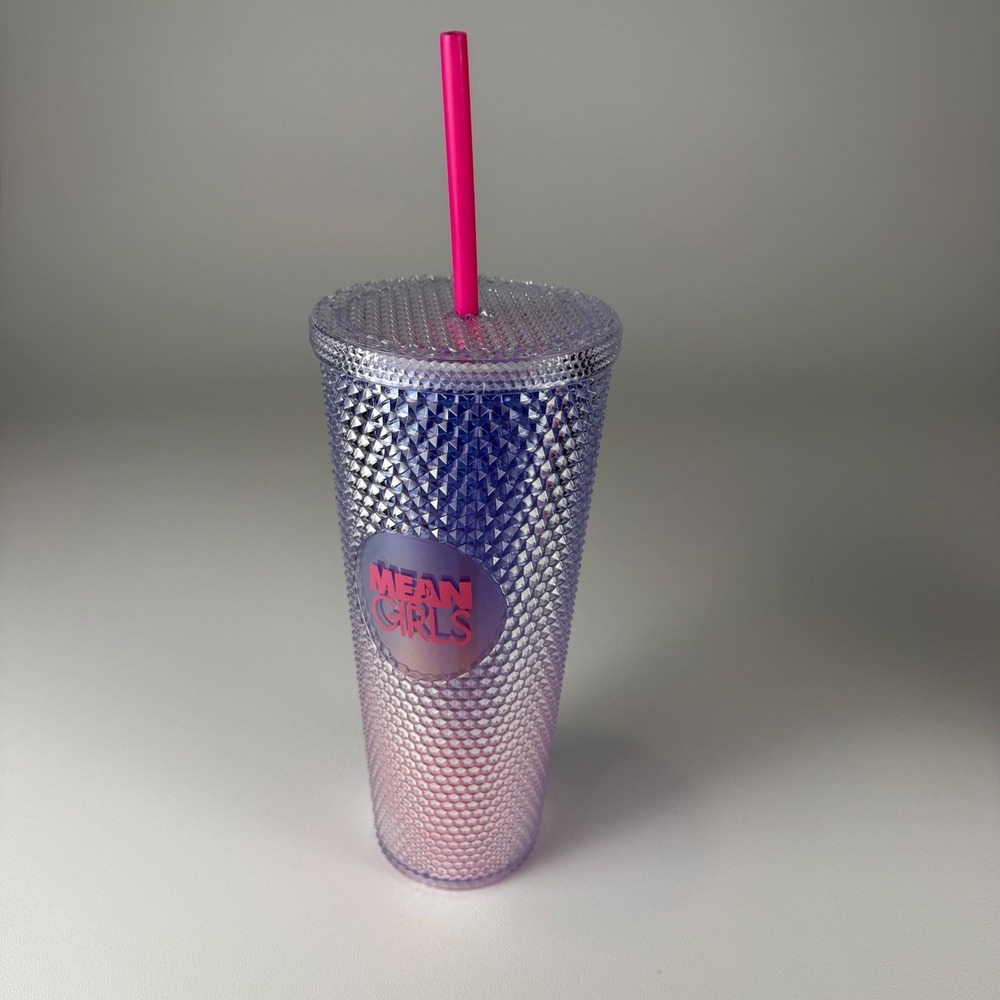 Mean Girls Paramount Plastic Studded Tumbler Cup with Straw Pink Purple